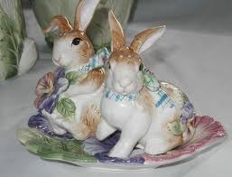 Fitz Floyd Classic Bunny Rabbit Halcyon Spring Salt Pepper Shakers Tray Set Fitz And Floyd Salt Pepper Shakers Floyd
