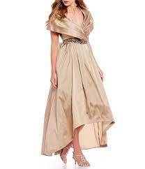 Adrianna Papell Plus Portraitcollar Taffeta Hilow Gown Dillards Plus Size Gowns Formal Plus Size Ivory Dresses Plus Size Formal Dresses