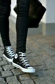 Black And Red Converse High Tops How To Wear Black Converse Outfits Leather Pants 42 New Ideas Black Converse Outfits Black High Top Converse High Top Sneakers