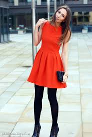 Black And Orange Dress Orange Dress Chicisimo Vestido Con Medias Negras Vestido Con Medias Vestido Naranja