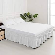 To make a bedskirt for a day bed is not as daunting a task, as it seems to be. Amazon Com Meila Bed Skirt Three Fabric Sides Elastic Wrap Around Dust Ruffled Solid Bed Skirts Easy On Easy Off 16 Inch Tailored Drop White Queen King Home Kitchen