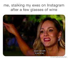 Me Stalking My Exes On Instagram After A Few Glasses Of Wine Meme Ahseeit