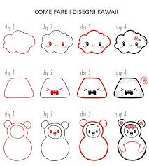 Disegni Facili Da Fare Disegno Di Una Nuvole Tutorial Per Disegnare Un Orsetto Disegni Kawaii Kawaii Design Del Personaggio
