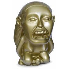 Prop is cast in heavy solid resin and stands about 8 inches tall. Indiana Jones Golden Fertility Idol Bank