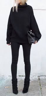 Winter Fashion Black Turtleneck Knit Black Outfit Fashion Winter Fashion