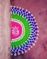 15 Half Circle Rangoli Design Rangoli Ideas March 2020 In 2020 Rangoli Designs Rangoli Ideas Easy Rangoli Designs