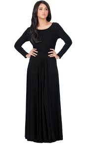 Koh Koh Plus Size Womens Long Sleeve Flowy Empire Waist Fall Winter Party Gown Maxi Dress Color Black Size E Maxi Dresses Fall Maxi Gown Dress Solid Maxi Dress