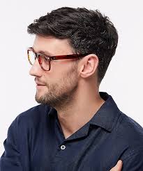 Glasses Direct ™ -Kaiden Rectangle Horn Brown Orange Glasses for Men