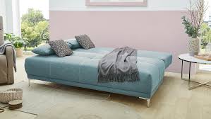 Komfortables schlafsofa mit integrierter matratze. Schlafsofa Felix Dauerschlafer Stoff Turkis Bettkasten