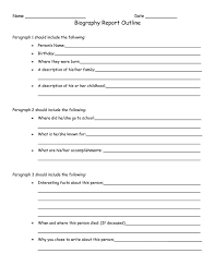 Biography Report Outline Worksheet Pdf Biography Book Report Template Biography Report Book Report Templates