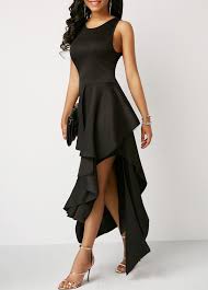 Black After 5 Dress Black Sleeveless Round Neck Asymmetric Hem Maxi Dress Rosewe Com Usd 34 47 Maxi Dress Maxi Dress Trend Womens Dresses