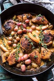 Autumn Braised Chicken Escabeche With Roasted Apples And Grapes Half Baked Harvest Recipe Roasted Apples Braised Chicken Braised
