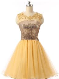 Top Quality 8th Grade Short Graduation Dresses Yellow Sequin Formal Dress Short Homecoming Dresses Short Graduation Dresses Prom Dresses Sleeveless Formal Dresses Short