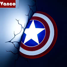 3dlightfx Marvel Avengers Captain America 3d Deco Light Wall Light Decoration Shopee Malaysia