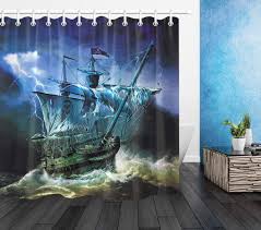 Check spelling or type a new query. Lb Nautical Shower Curtains Pirate Ship Fighting With Ocean Waves And Lightning Bath Curtain With Hooks Waterproof Anti Mould Polyester Fabric Bathroom Decor 180x180cm Buy Online In Aruba At Aruba Desertcart Com Productid 199343534