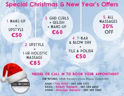 Special Christmas New Year S Offers For Hair Beauty And Massage Treatments At The Works Salon 286b New Year Offers Massage Treatment How To Feel Beautiful