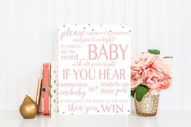 Don T Say Baby Sign Pink Grey Confetti Printable Pretty Collected