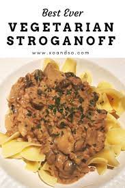 Vegetarian Beef Stroganoff With Gardein Beefless Ground Xo So Vegetarian Comfort Food Vegetarian Stroganoff Beef Stroganoff Vegetarian Comfort Food