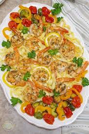 Easy Baked Shrimp Scampi With Fresh Pasta And Roasted Veggies Recipe Baked Shrimp Scampi Baked Shrimp Easy Baked Shrimp