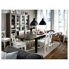 Set of 4 lite wood dining chairs with upholstered seats in tan and black. Buy Ingolf Chair White Online Uae Ikea