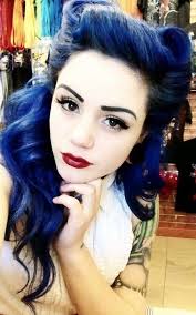 So if you know any blog with black or asian or latin or whatever race/nationality otherwise than white pin up/rockabilly/vintage beauties please tell me to follow them, because i want to be a blog who supports all women. Blue Victory Rolls Rockabilly Hair Hair Styles Blue Hair