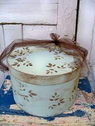Hand Painted Light Robins Egg Blue Hat Box Decorated Large Round Organizer Storage Anita Spero Cajas Pintadas Cajas Decoradas Cajas Redondas De Carton
