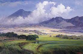 Ia juga pernah diangkat menjadi pelukis resmi istana merdeka jakarta. R Basoeki Abdullah Indonesia 1915 1993 Sawahs By Salatiga Signed And Dated Babdullah 57 Lower Right Oil On Canvas 32 X 48 Pemandangan Lukisan Gambar