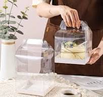 [SQUARE] Acetate Gable Box with Handle & Liner | For Mini Cakes & Pastries