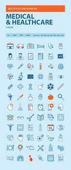 Set Of Flat Line Icons On Behance Medical Icon Line Icon Hospital Icon