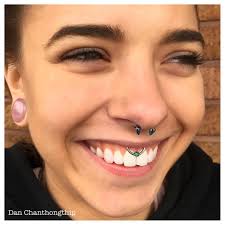 Healed Septum And Fresh Smiley I Did Adorned With Matching Peacock Opals Some Open Bookings Today And Smiley Piercing Septum Piercing Jewelry Cute Piercings