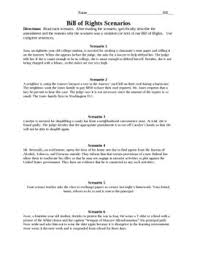 Bill Of Rights Scenarios Social Studies Middle School 4th Grade Social Studies High School History Teacher