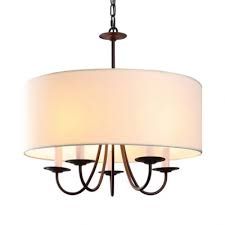 Metal Drum Shape Chandelier Dining Room Bedroom 5 Lights Traditional Pendant Lighting In White Beautifulhalo Com