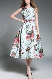 Design Details Crewneck Sleeveless Midi Length A Line Silhouette Floral Print Imported Colour Mint Floral Midi Dress Clothes For Women Fashion Dresses