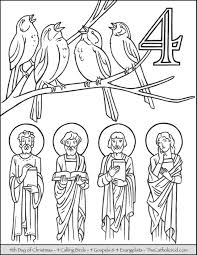 Fourth Day Of Christmas Four Calling Birds Coloring Page Christmas Coloring Pages Coloring Pages 12 Days Of Christmas