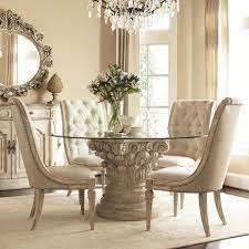 A dining room is so much more than just a table with chairs. Luxury Dining Room Furniture Design Recommending Clear Round Glass Dining Table With White Ro Round Dining Room Sets Round Dining Room Glass Round Dining Table