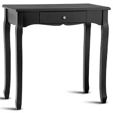 A smooth tabletop provides space for cosmetics and beauty supplies andalso includes a matching wooden elegant stool. Vanity Makeup Dressing Table Stool Set Jewelry Desk 3 Drawer Mirror Black Black Overstock 28422326