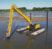 Amphibious Excavator with Custom Attachments River Dredging Submersible Pump