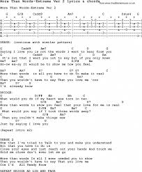 Love Song Lyrics For More Than Words Extreme Ver 2 With Chords For Ukulele Guitar Banjo Etc Learni Lyrics And Chords Guitar Chords For Songs Ukulele Lesson