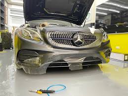 分享Benz E300全車消光膜、車窗水箱罩局部改色膜