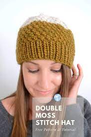 Double Moss Stitch Knit Hat Free Knitting Pattern From B Hooked Knitted Hat Patterns Free Women Knitting Knitted Hats