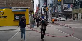 Social distancing techniques vary widely, from avoiding handshakes to going into isolation. Coronavirus Man Wears Social Distancing Machine To Show Toronto Sidewalks Are Too Narrow Globalnews Ca