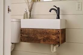 Remodelaholic Reclaimed Wood Floating Vanity Floating Bathroom Vanities Small Bathroom Sinks Farmhouse Bathroom Sink