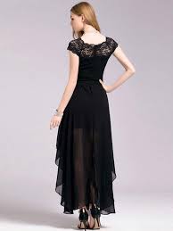 Simple Black Lace Cap Sleeve Maxi Dress Evening Dress Chiffon Lace Dress Maxi Dress With Sleeves Maxi Dress Evening