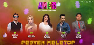 Malam kemuncak ame 2018 telah berlangsung di axiata arena, bukit jalil bermula jam 9.00 malam pada ahad 08 april 2018. Senarai Penuh Pemenang Anugerah Meletop Era 2018 Ame2018