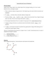 Intermolecular forces are the forces. Intramolecular And Intermolecular Forces Worksheet Answers