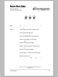 Elvis Presley Bossa Nova Baby Sheet Music Notes Chords Score Download Printable Pdf Lyrics And Chords Guitar Chords And Lyrics Sheet Music Notes