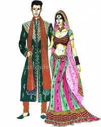 Indian Bride And Bridegroom Fashion Design Sketchbook Fashion Sketches Indian Design