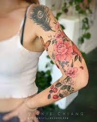 Floral Full Sleeve By Vickie Chiang Sleeve Tattoos Arm Tattoos Color Half Sleeve Tattoos Color