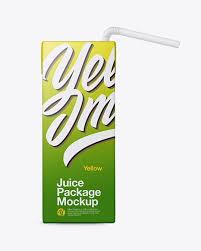 Carton Package With Straw Mockup Front View In Box Mockups On Yellow Images Object Mockups Mockup Free Psd Mockup Psd Packaging Mockup