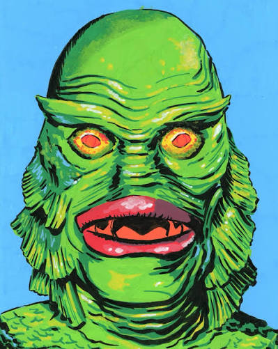 CREATURE FROM THE BLACK LAGOON Another original 6x8 piece in posca marker  and ink. This might be my favorite one so far. Maybe I'll also make prints?  Lemme know which monster you